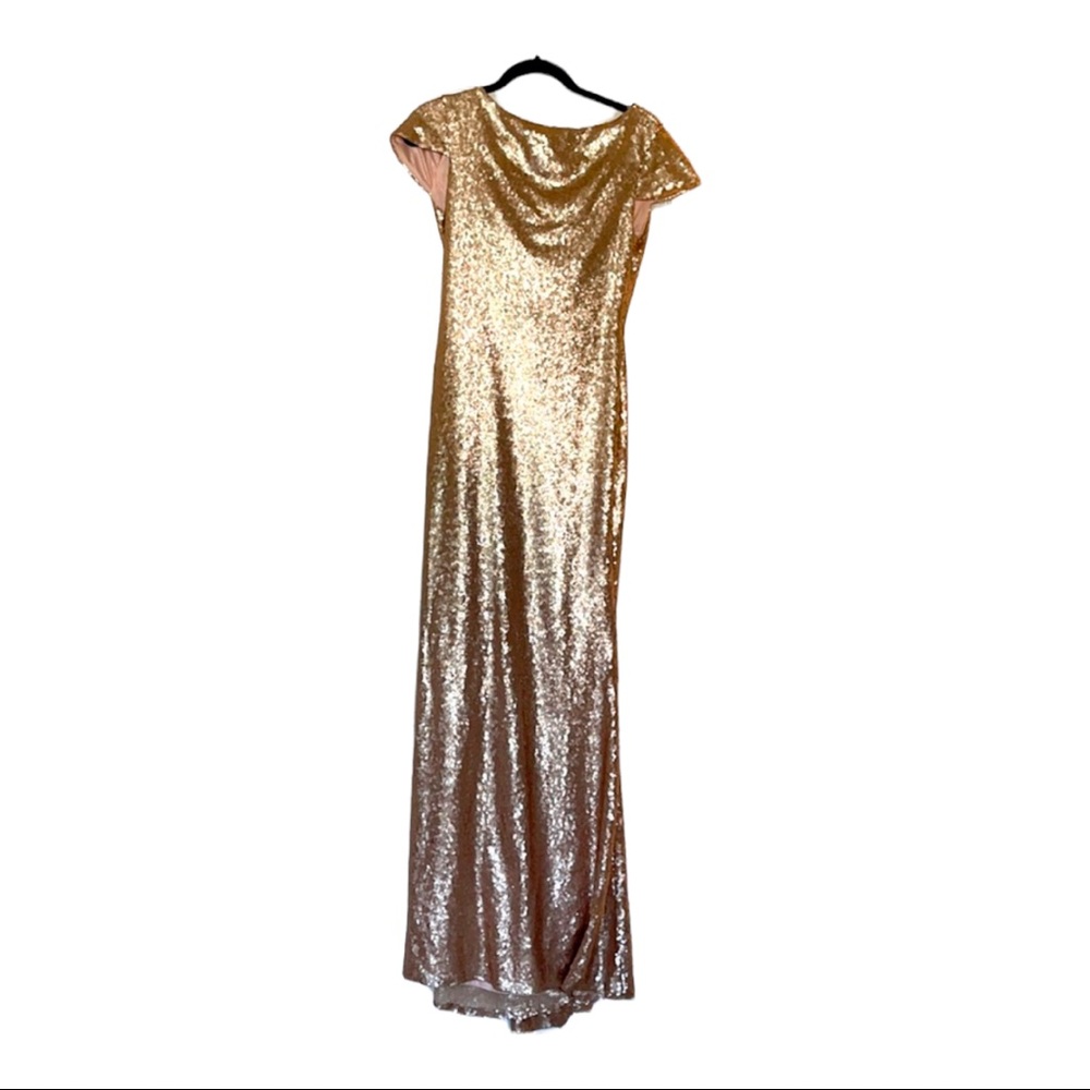 Long formal rose gold sequin gown size 2